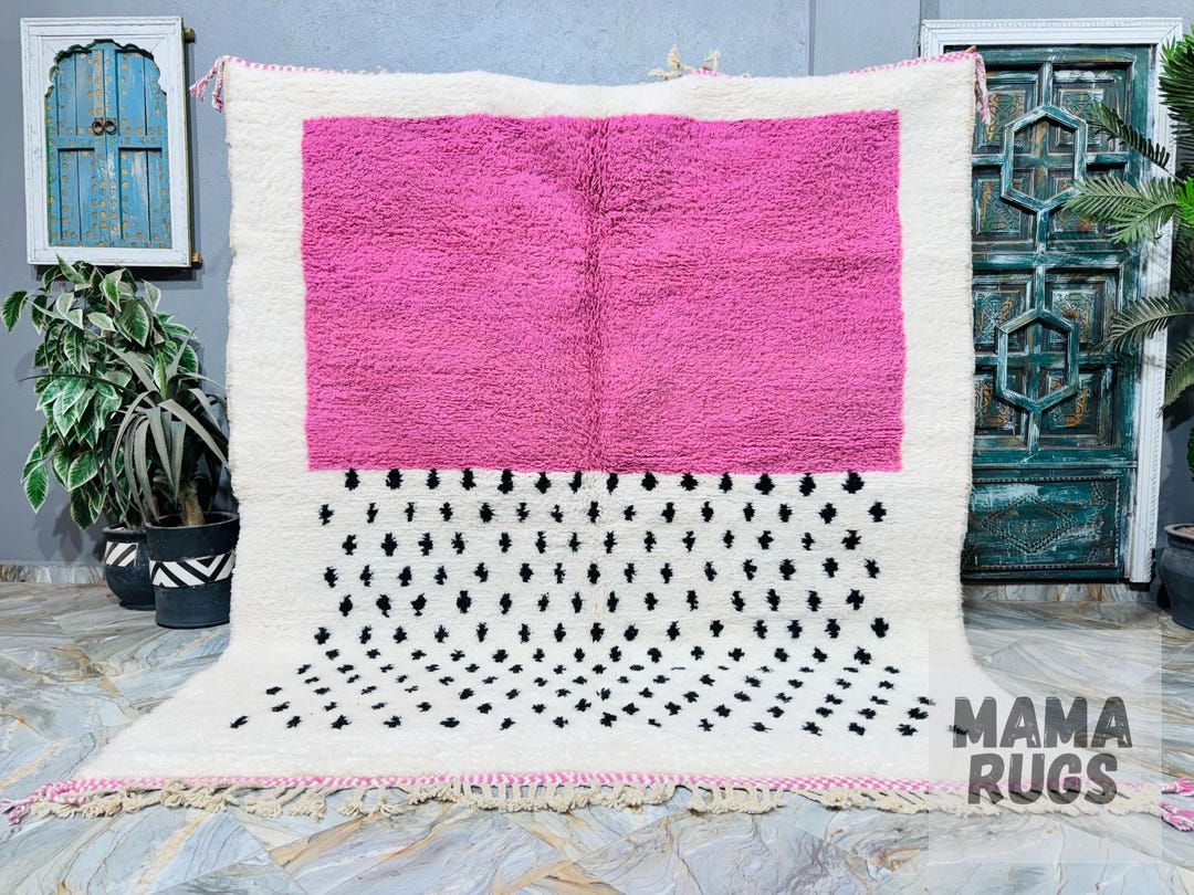 Pink Arabic Rug FLUFFY PINK RUG, Beni Ourain Moroccan Rug, Handmade Rug, Morocco Woolen ...