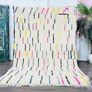 Custom Beni Ourain Moroccan Rug, Made Moroccan Rug, Abstract Rug, Berber Carpet, fine Azilal Rug, Handmade Rug, Wool Area Rug