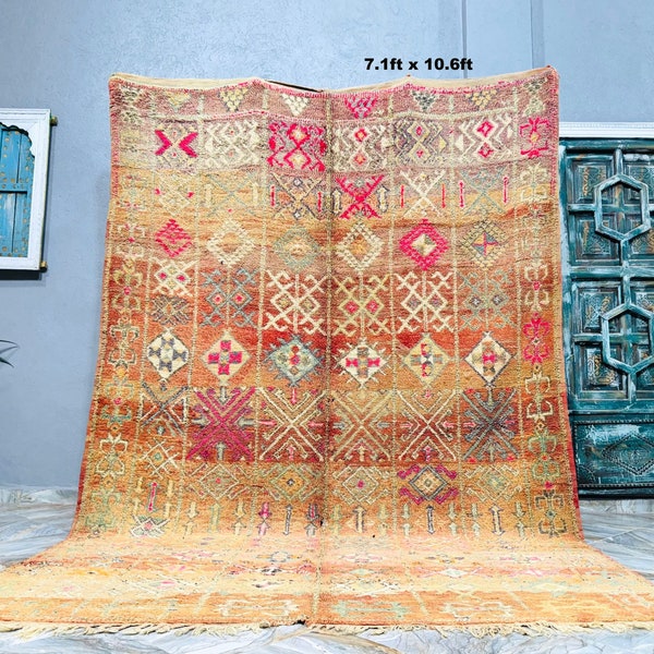 Authentic Boujad Rug, Moroccan Area Rug, Berber Tribal Rug, Vintage Moroccan Rug, Bohemian Rug
