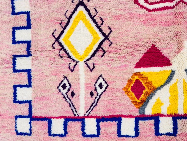 Tapis boujaad rose personnalisé, tapis marocain orange, tapis en laine à poils longs doux, tapis berbère marocain, tapis bohème, tapis de taille personnalisée dans toutes les tailles image 8