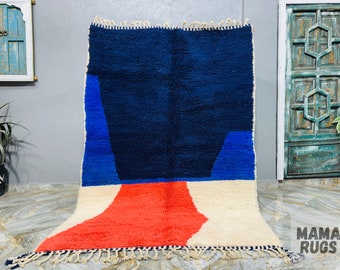 Superbe tapis Beni Ourain, tapis fait main, tapis marocain coloré, tapis berbère costumé, tapis en laine de mouton, tapis marocain