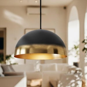 Handmade Brass Dome Pendant Lamp: Antique Patina, Industrial Lighting