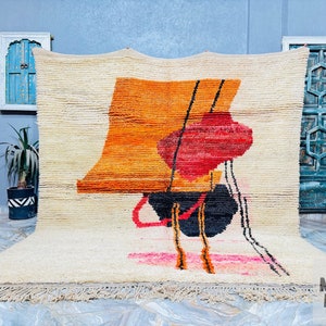 Handmade Boujaad Rug , Moroccan Vintage Carpet , Soft Colorful Decor , Large Moroccan Rug , Berberb Carpet