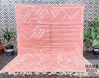 Contemporary Pink  Rug, Soft Wool Rug, Moroccan Berber Rug, Hand Knotted Pink Rug, High Quality Rug, Custom All Sizes Rug