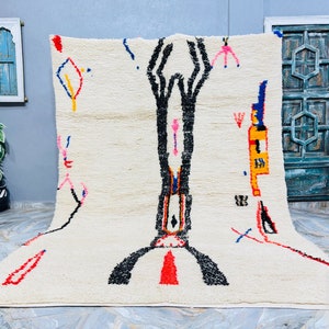 Vibrant Moroccan Azilal Rug – Authentic Moroccan Berber Carpet – Unique Gift for Living Room – Handmade Wool Area Rug