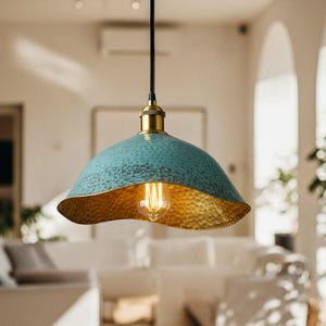Patina Copper Pendant Lamp, Handcrafted Industrial Ceiling Light, Vintage Hanging Light, Rustic Farmhouse or kitchen Island Light