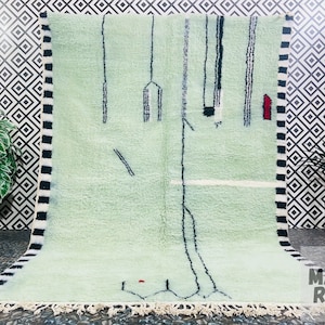 Light Green Moroccan Rug, Beni Ourain Rug, Handmade Wool, Berber Carpet, Green Moroccan Rug, Custom All Sizes Rugs