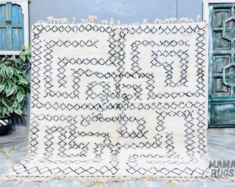 ARTISTIC MOROCCO RUG, Beni Ourain Rug, Soft Wool Rug, White And Black Rug, Handmade Rug, Custom berber Rug, Large Area Rug