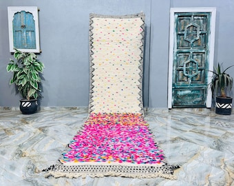 Tapis marocain fait main en laine à pois, carpette, tapis berbère, tapis magiques à pois colorés, tapis bohème, tapis marocain