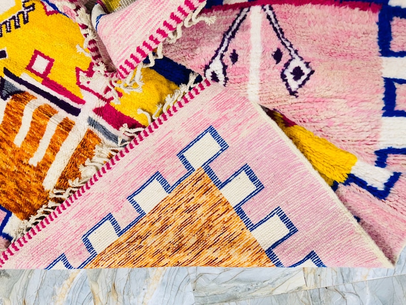 Tapis boujaad rose personnalisé, tapis marocain orange, tapis en laine à poils longs doux, tapis berbère marocain, tapis bohème, tapis de taille personnalisée dans toutes les tailles image 10