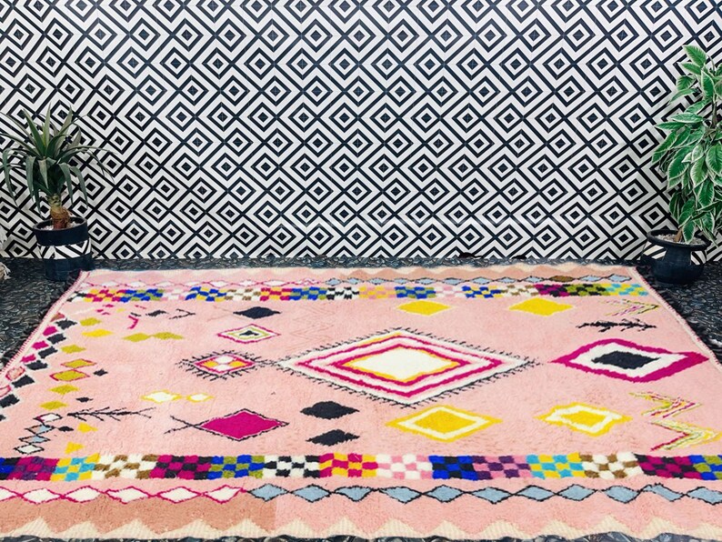 Pink Moroccan Rug Wool Moroccan Rug Berber Rug Pink Wool Etsy