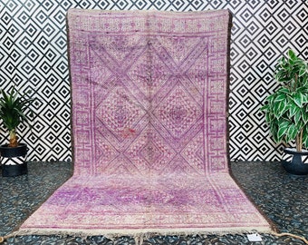 Solid Purple Rug, Purple Moroccan Rug, Handmade Wool Rug, Berber Carpet, Handwoven Rug, Purple Beni Mguild Rug, Made Moroccan Rug Vintage