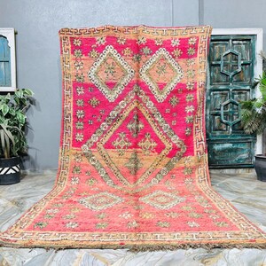 Vintage Boujaad rug, Authentic Pink Moroccan Rug
