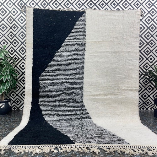 Beni Ourain Rug Black and White Moroccan Rug Berber Carpet Etsy