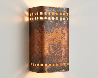 Oxidized Copper Wall Sconce, Rustic Copper Wall Light, Handmade Metal Lamp, Farmhouse Home Lighting