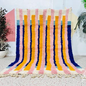 Wonderful Moroccan Colorful Rug, Berber Carpet, Beni Ourain Style Rug, Handmade Rug, Sheep Wool Rug, Morocco Wool Rug, Teppich