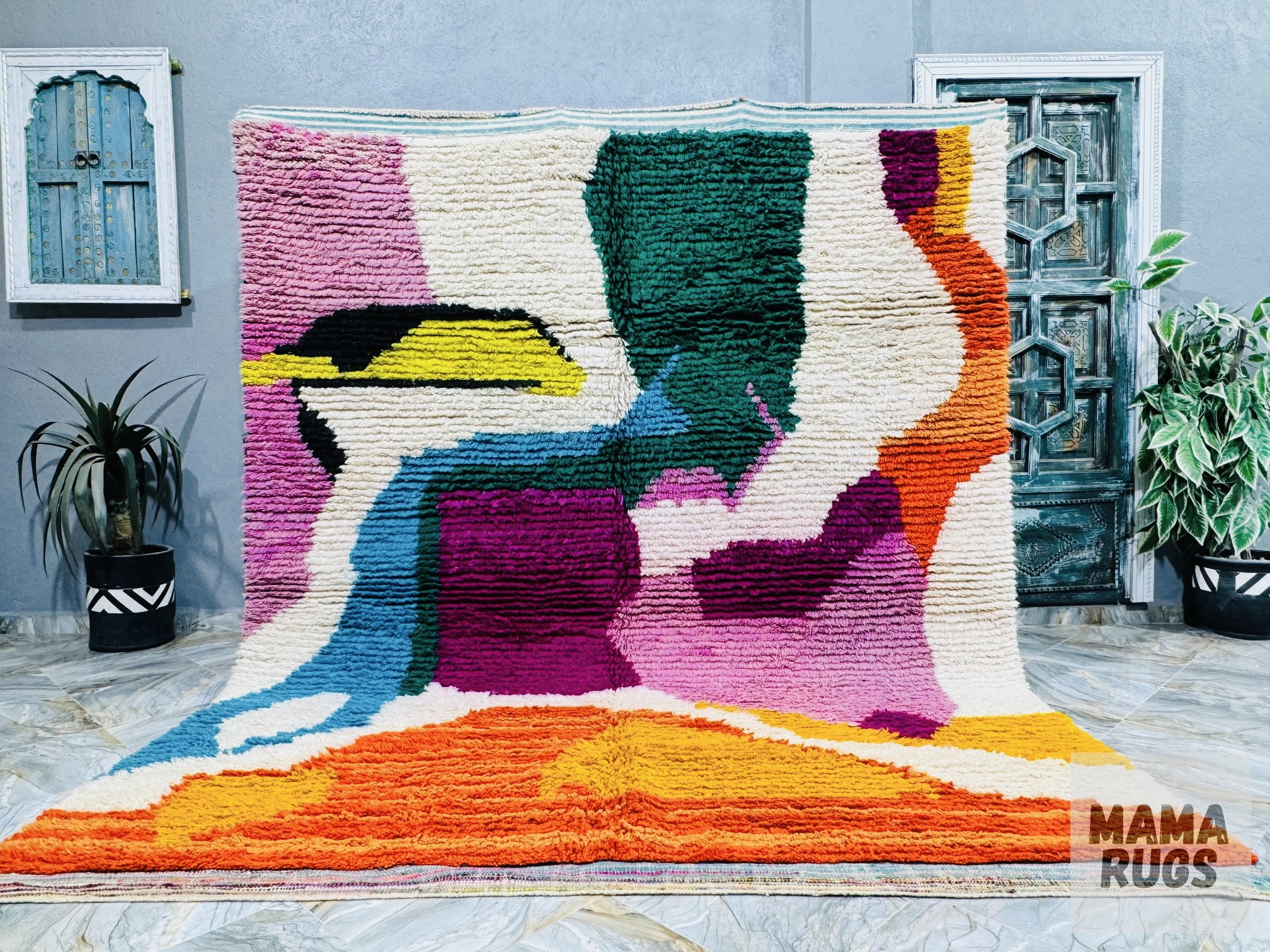 Costum Moroccan Colorful rug - Boujaad rug vintage - Handmade rug - Morocco rug - Genuine Lamb Wool rug - Hand knotted - Custom Morocco rug