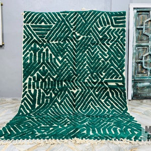 Green Beni Ourain Rug: Handmade Wool Berber Moroccan Rug