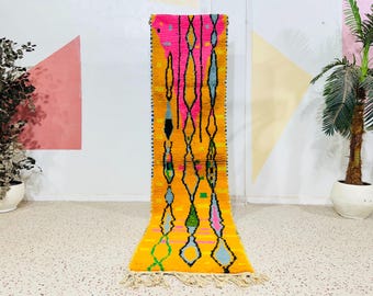 Handmade Beni Ourain Wool Runner Rug: Soft Moroccan Hallway Carpet