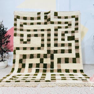 Modern Moroccan Rug, Beni Ourain Moroccan Rug, Beni Ourain Colorful Rug, Style Moroccan Rug, Wool Moroccan Rug, Berber rug, Bohemian Rug