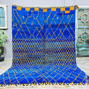 Custom Beni Ourain Rug: Blue Wool Handmade Berber Moroccan Rug