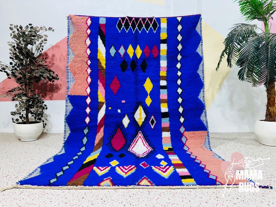 Blue Arabic Rug Moroccan Rug Blue - Berber Rug - Custom Moroccan Rug - Beni Ourain Rug ...