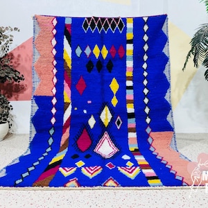 Blue Moroccan Rug: Handmade Wool Berber Carpet