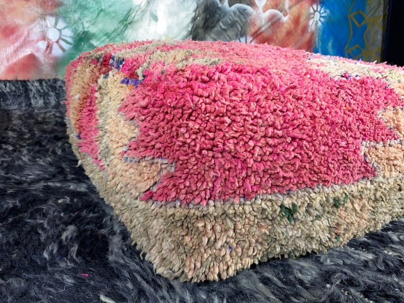 moroccan decorative boujaad Pink Pouf Cover 23x23 inches moroccan rugs