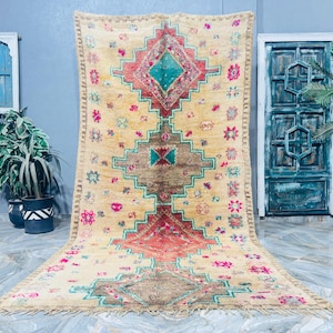 Vintage Moroccan Berber Rug: Handmade Wool Carpet, Beni Mguild Tribe, 5.9ft x 11.8ft