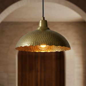 Hammered Antique Brass Dome Light Fixture, Handmade Pendant Light, Brass Oxide Ceiling Lamp, Solid Brass Dome, Moroccan Oxide Light
