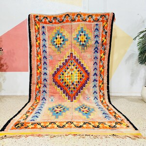 LOVELY BOUJAAD RUG, Berber Moroccan Rug, Handmade Rug, Authentic Wool Rug, Moroccan Vintage Carpet, Home Decor Rug, Traditional Morocco Rug