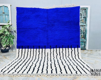 Indigo Blue Moroccan Rug: Handmade Wool Berber Carpet