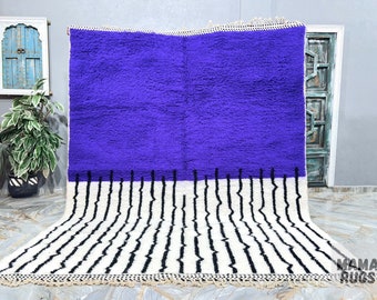 Purple Berber Moroccan Rug: Handmade Wool Beni Ourain Rug