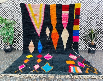 Berber Rug Vintage, Moroccan Rug Vintage,  Rug, Colorful Moroccan Rug, Black Moroccan rug, Handmade rug,