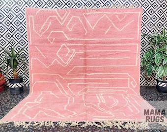 Pink Rug, Beni Ourain Rug, Handmade Rug, Pink Moroccan Rug, Costum Rug, Pink Wool Rug, Wool Moroccan Rug, made Moroccan Rug