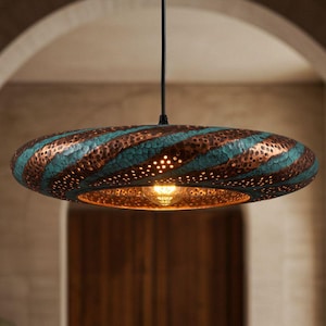 Handmade Brass Dome Pendant Light: Antique Patina Finish