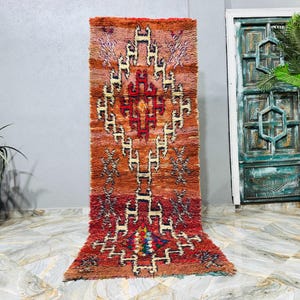 Handmade Berber Runner Rug: Vintage Moroccan Hallway Carpet (3.3ft x 8.7ft)