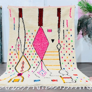 Pink Moroccan Rug, Wool Moroccan Rug, Berber Rug, Pink Wool Rug, Made Moroccan Rug