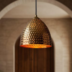 Amazing Hammered Brass Dome Light Fixture, Handmade Pendant Light, Brass Oxide Ceiling Lamp, Solid Brass Dome, Moroccan Oxide Light