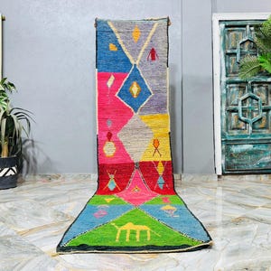 Gorgeous Moroccan Runner Rug , Berber Colorful Runner Rug , Authentic Moroccan Rug , Berber Runner Carpet , Authentic Boujaad Runner Rug