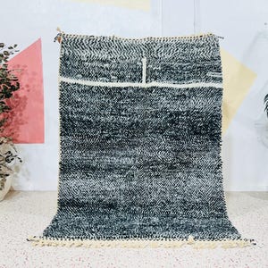 Modern Moroccan Design Rug, Black Moroccan Rug, Beni Ourain Moroccan Rug, Berber Carpet, Hndmade Black Rug, Bohmain Rug