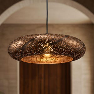 Handmade Copper Pendant Lamp , Moroccan Dome Light Fixture , Boho ceiling Decor For Kitchen Or Dining Room