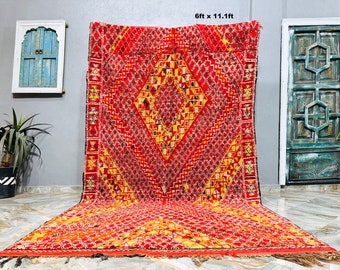 Marokko Vintage Boujad Teppich - Marokkanischer Teppich - Handgemachter Teppich - Boujaad - Teppich