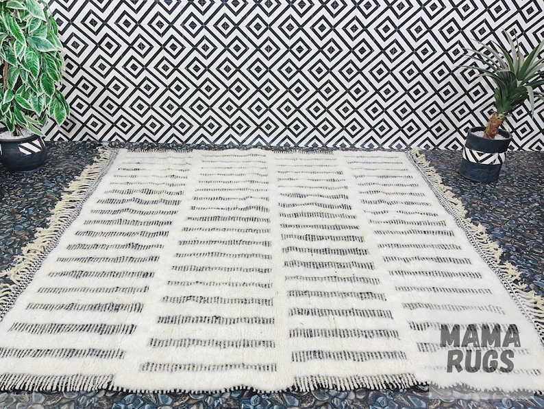 Tapis marocain capitonné personnalisé Tapis marocain en laine Tapis Azilal New Style Beni Ourain Tapis New Beni Ourain Tapis berbère blanc image 2