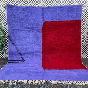 Beni Ourain Moroccan Rug, Handmade Rug, Purple Design Rug, Rug For Home Decor, Custom Moroccan Rug, Wool Rug, Berber Rug Purple