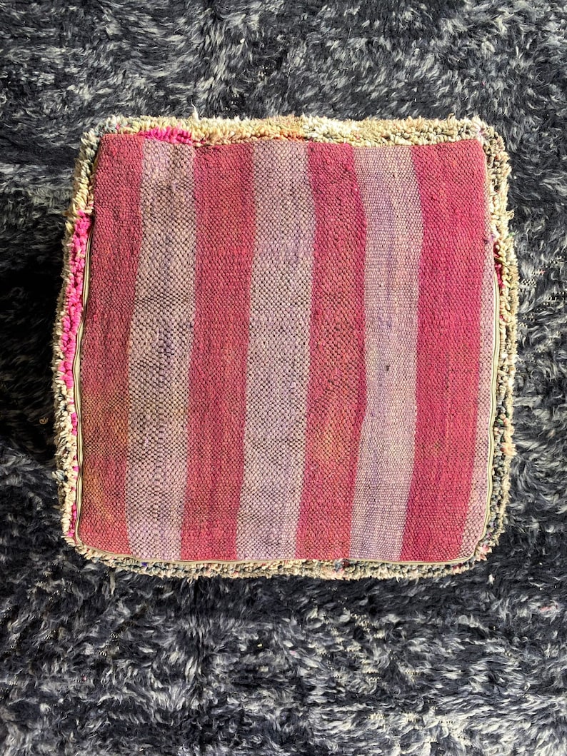 moroccan decorative boujaad Pink Pouf Cover 23x23 inches moroccan rugs