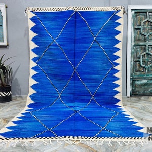 Beni Ourain Kilim Rug: Handwoven Moroccan Wool Berber Rug (6.3ft x 11ft)