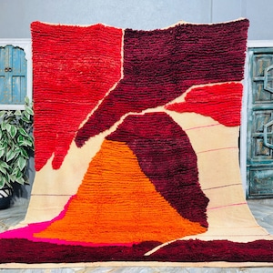 ARTISTIC MOROCCAN RUG, Boujaad Rug Colorful, Handmade Rug, Genuine Wool Rug, Multicolored Shag Morocco Rug, Traditional Rug, Custom Size Rug