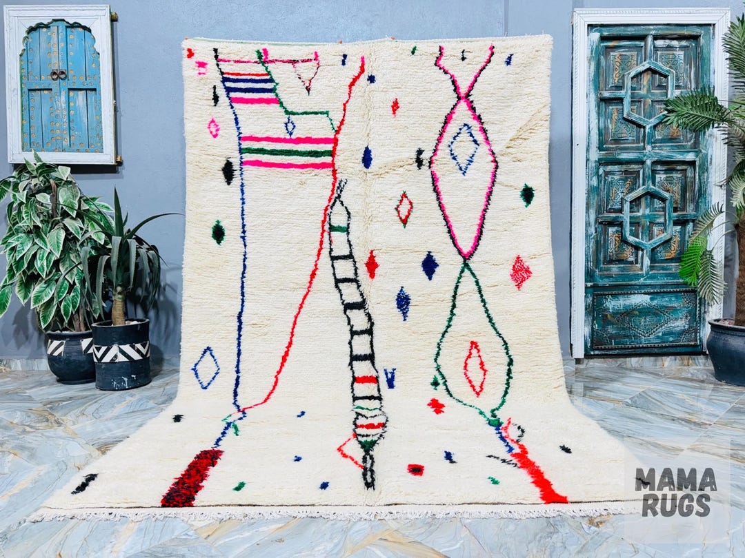 Handmade Wool Berber Rug: Modern Bohemian Moroccan Azilal Style - Etsy