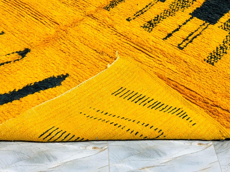 FINE MOROCCAN RUG, Custom Boujaad Rug, Mustard Color Rug, All Wool Rug